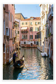 Poster Gondolier in Venedig