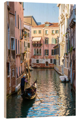 Holzbild Gondolier in Venedig