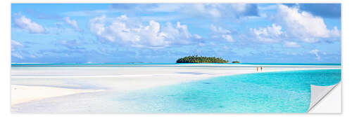 Selvklebende plakat Couple on a white beach, Cook Islands