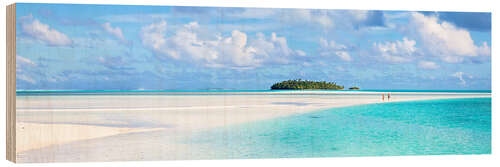 Wood print Couple on a white beach, Cook Islands