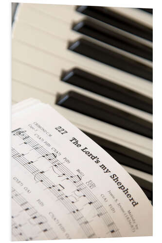 PVC print Sheet music on piano keyboard