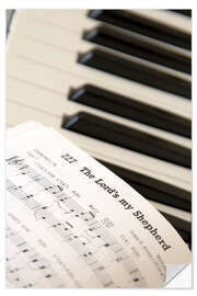 Selvklebende plakat Sheet music on piano keyboard