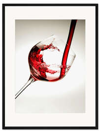 Gerahmter Kunstdruck Rotwein im Weinglas
