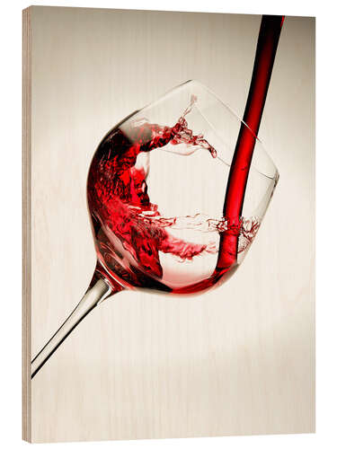 Wood print Red wine in a glass