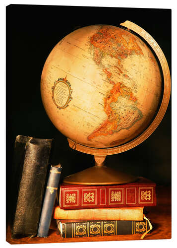 Lienzo Globo y libros