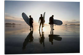 Tableau en plexi-alu Surfeurs sur la plage