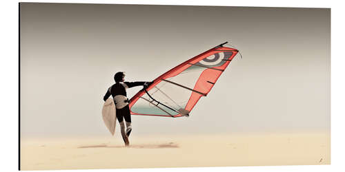 Aluminiumtavla windsurfer in the sand