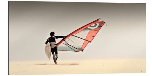 Quadro em plexi-alumínio windsurfer in the sand