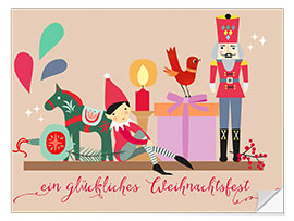 Selvklebende plakat A happy Christmas (German)