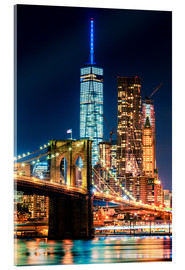 Acrylglasbild Brooklyn Bridge und World Trade Center - Sascha Kilmer