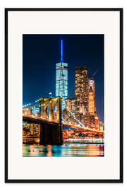 Gerahmter Kunstdruck Brooklyn Bridge und World Trade Center