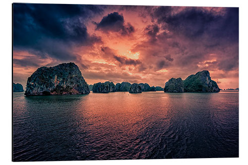 Aluminium print Sunrise over Halong Bay