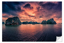 Sticker mural Sunrise over Halong Bay