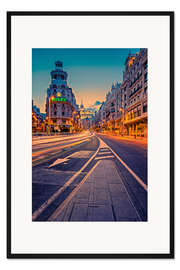 Gerahmter Kunstdruck Gran Via bei Nacht
