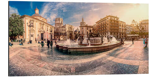 Aluminium print Plaza de la Virgen panoramic, Valencia