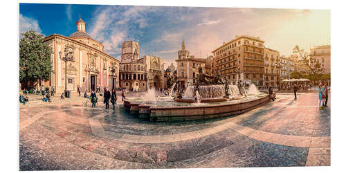 Stampa su PVC Plaza de la Virgen panoramic, Valencia