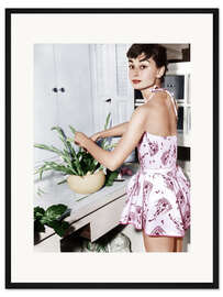 Gerahmter Kunstdruck Audrey Hepburn in einem Kleid