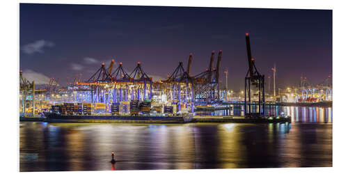 Foam board print Night in the Hamburg harbor