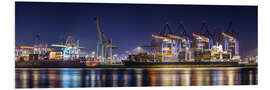 Foam board print Hamburg harbor panorama at night