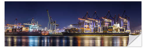 Sticker mural Hamburg harbor panorama at night