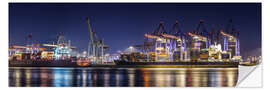 Naklejka na ścianę Hamburg harbor panorama at night