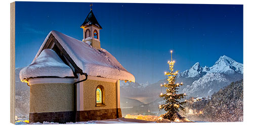 Cuadro de madera Berchtesgaden Chapel at Christmas