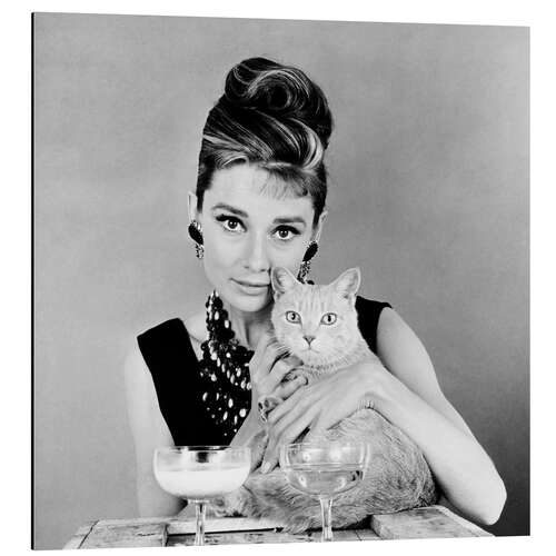 Stampa su alluminio Breakfast at Tiffany's - Audrey with Cat