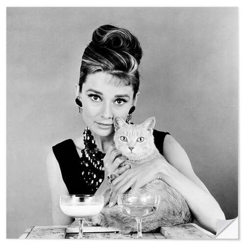 Sticker mural Breakfast at Tiffany's - Audrey with Cat