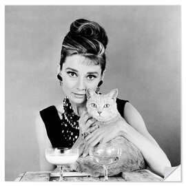 Wall sticker Breakfast at Tiffany's - Audrey with Cat