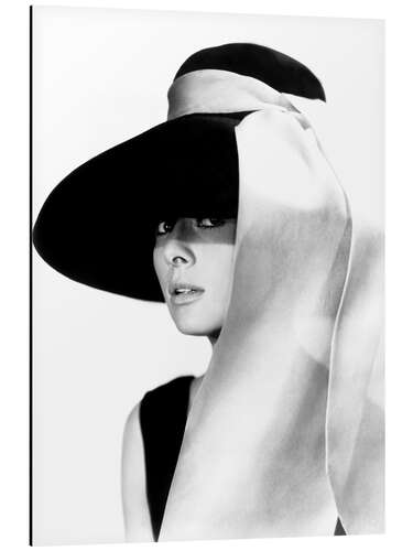 Aluminium print Breakfast at Tiffany's, Audrey With Hat