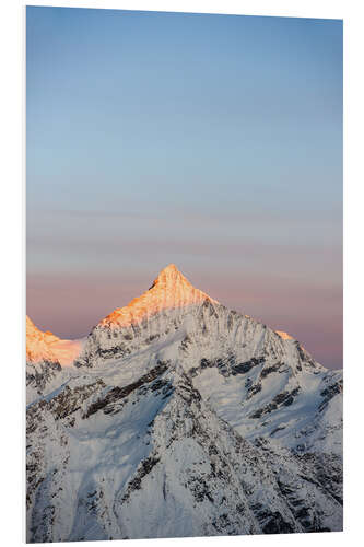 Foam board print Weisshorn mountain peak at dawn. View from Gornergrat, Zermatt, Switzerland.