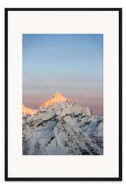 Gerahmter Kunstdruck Weisshorn bei Sonnenaufgang, Zermatt, Schweiz.