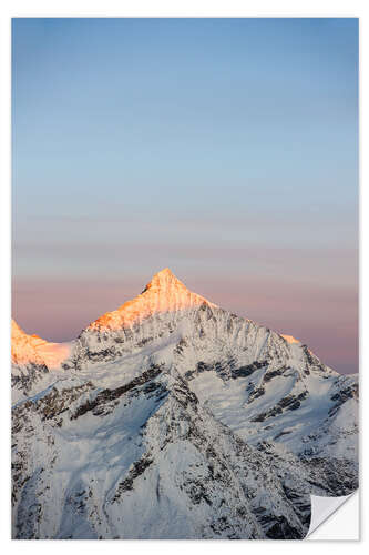 Wall sticker Weisshorn mountain peak at dawn. View from Gornergrat, Zermatt, Switzerland.