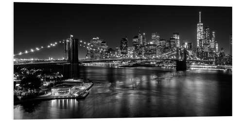 PVC-tavla New York City skyline at night, Brooklyn Bridge II