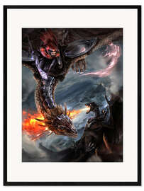 Ingelijste kunstdruk Dragon Battle