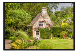 Gerahmter Kunstdruck Idyllisches Cottage in Wiltshire (England)