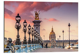 Cuadro de aluminio Alexandre III bridge and Les Invalides dome at sunset, Paris, France