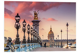 PVC print Alexandre III bridge and Les Invalides dome at sunset, Paris, France