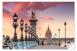 Vinilo para la pared Alexandre III bridge and Les Invalides dome at sunset, Paris, France