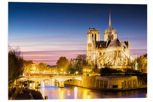 Quadro em PVC Notre Dame illuminated at night, Paris