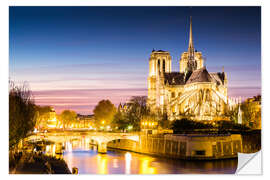 Wall sticker Notre Dame illuminated at night, Paris