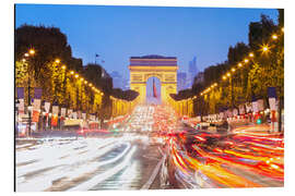 Aluminium print Champs Elysees and Arc de Triomphe at night, Paris, France