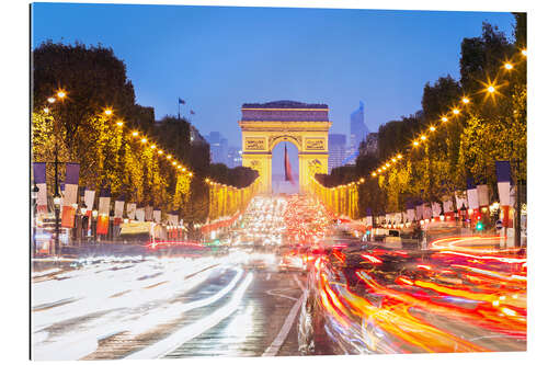 Gallery print Champs Elysees and Arc de Triomphe at night, Paris, France