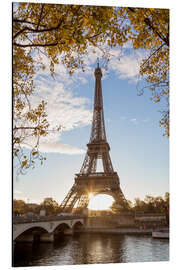 Cuadro de aluminio Jena bridge and Eiffel tower in autumn, Paris, France