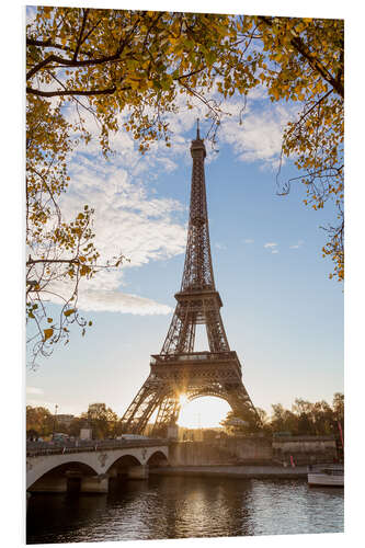 Hartschaumbild Jena-Brücke und Eiffelturm im Herbst, Paris, Frankreich