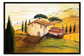 Gerahmter Kunstdruck Sonnenblumen in der Toskana Ausschnitt