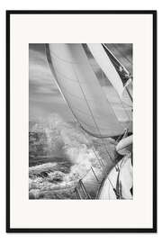 Gerahmter Kunstdruck Segeln Schwarz/Weiß