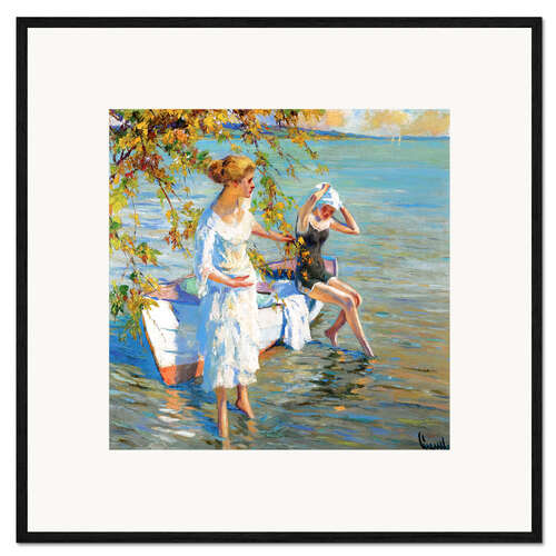 Kunsttryk i ramme At the bathing place