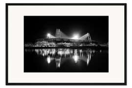Gerahmter Kunstdruck Bremer Stadion schwarz/weiß