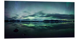 Foam board print Northern Lights Panorama Jokulsarlon